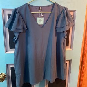 Aifer Blue flutter sleeve blouse XL